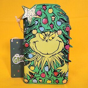 Loungefly Dr. Seuss How the Grinch Stole Christmas! Tree Glitter Zip Wallet NEW